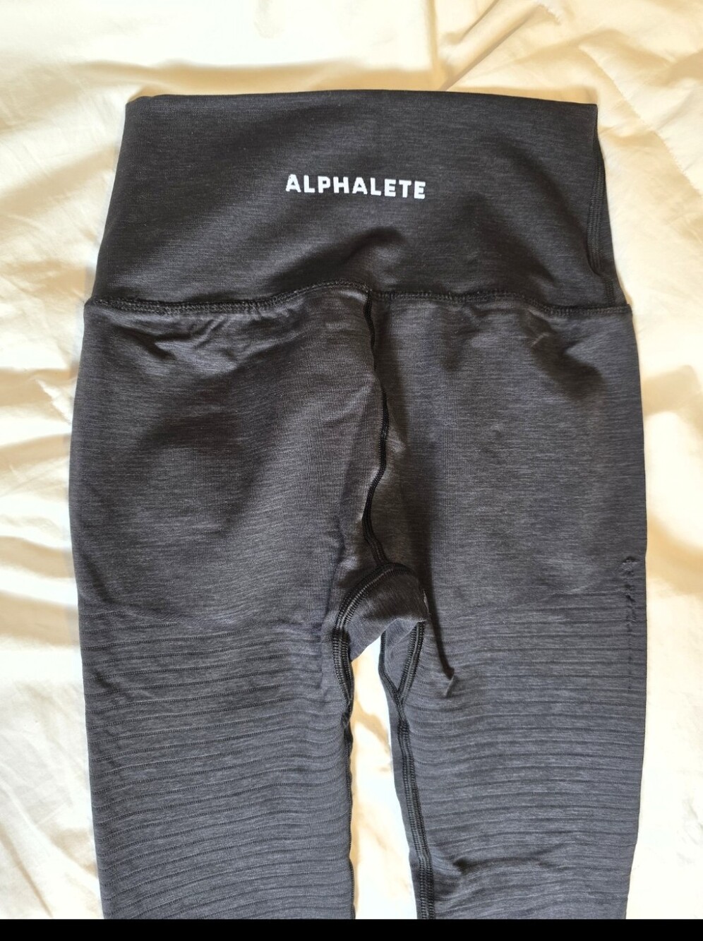 Alphalete Charcoal Gray High-Waist Leggings - Ribbed Contouring